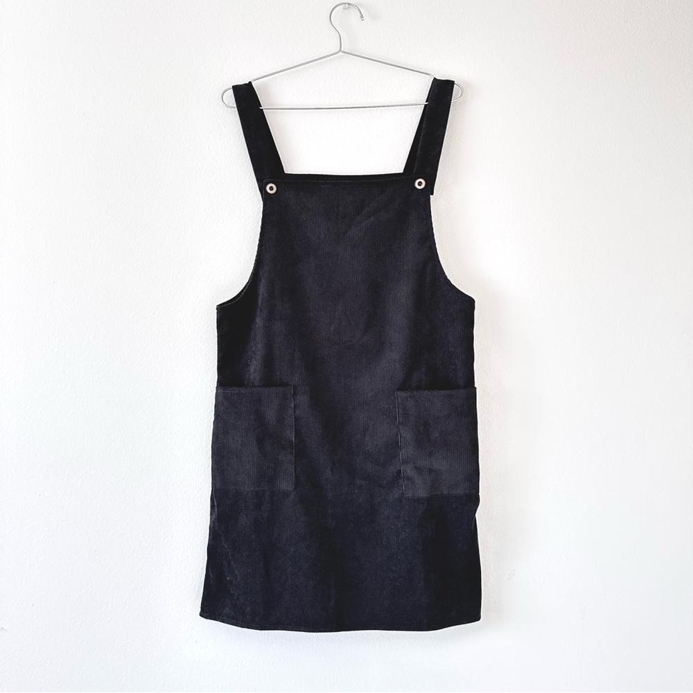 black corduroy overall dress